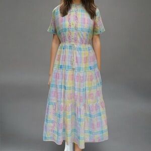Pastel Plaid Maxi Dress